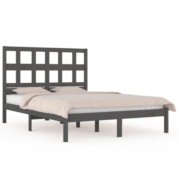 Cadru de pat, gri, 160×200 cm, lemn masiv de pin