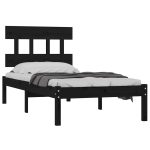 Cadru de pat mic single, negru, 75×190 cm, lemn masiv
