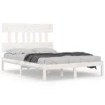Cadru de pat mic dublu, alb, 120×190 cm, lemn masiv