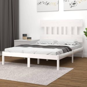 Cadru de pat Super King, alb, 180×200 cm, lemn masiv