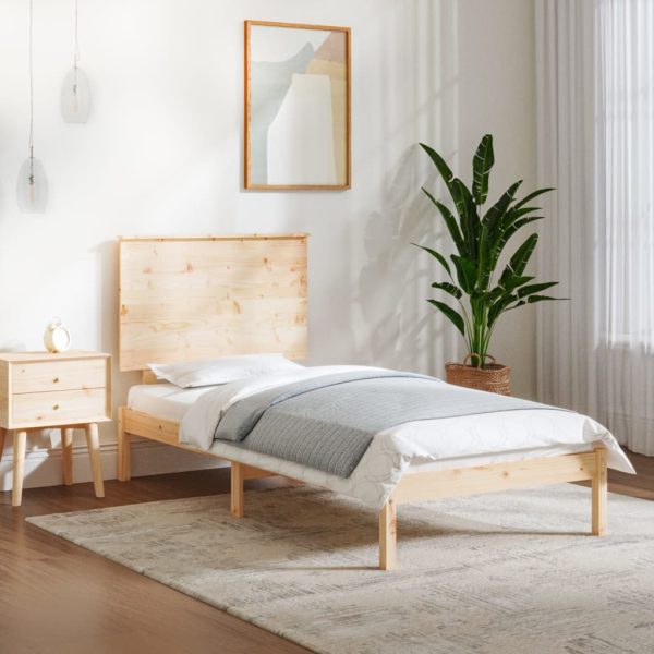 Cadru de pat mic single, 75×190 cm, lemn masiv