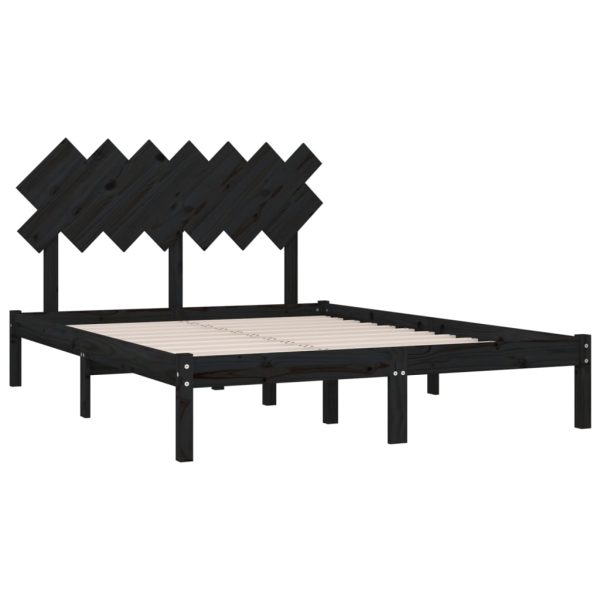 Cadru de pat, negru, 140×190 cm, lemn masiv
