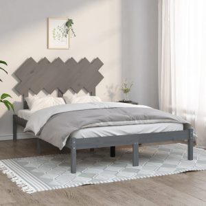 Cadru de pat, gri, 120×200 cm, lemn masiv