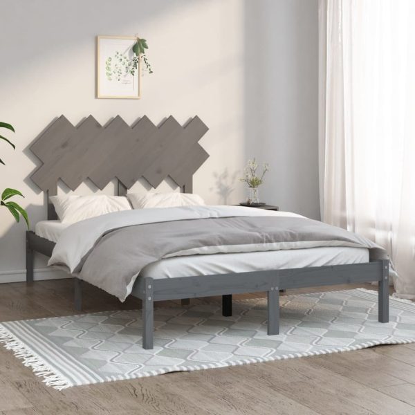 Cadru de pat, gri, 120×200 cm, lemn masiv