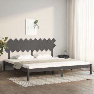 Cadru de pat, gri, 200×200 cm, lemn masiv