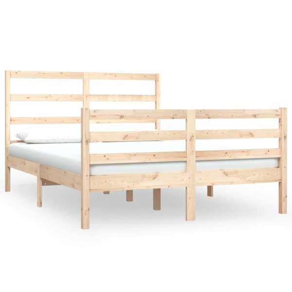 Cadru de pat mic dublu, 120×190 cm, lemn masiv de pin