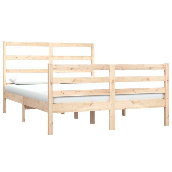 Cadru de pat mic dublu, 120×190 cm, lemn masiv de pin