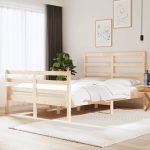 Cadru de pat mic dublu, 120×190 cm, lemn masiv de pin