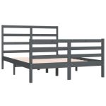 Cadru de pat, gri, 140×190 cm, lemn masiv de pin