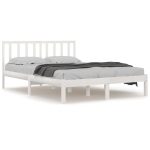 Cadru de pat mic dublu, alb, 120×190 cm, lemn masiv de pin