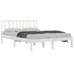 Cadru de pat mic dublu, alb, 120×190 cm, lemn masiv de pin