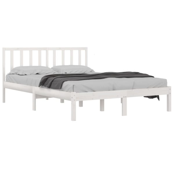 Cadru de pat mic dublu, alb, 120×190 cm, lemn masiv de pin