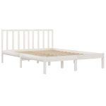 Cadru de pat mic dublu, alb, 120×190 cm, lemn masiv de pin