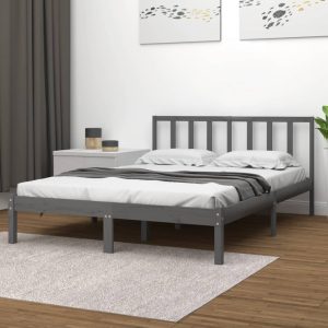 Cadru de pat, gri, 120×200 cm, lemn masiv de pin