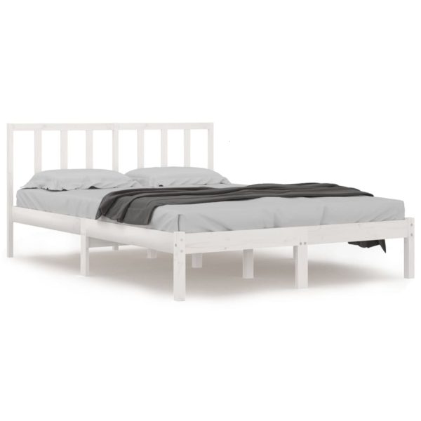 Cadru de pat, alb, 160×200 cm, lemn masiv de pin