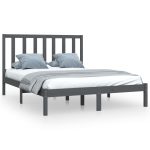 Cadru de pat, gri, 160×200 cm, lemn masiv de pin