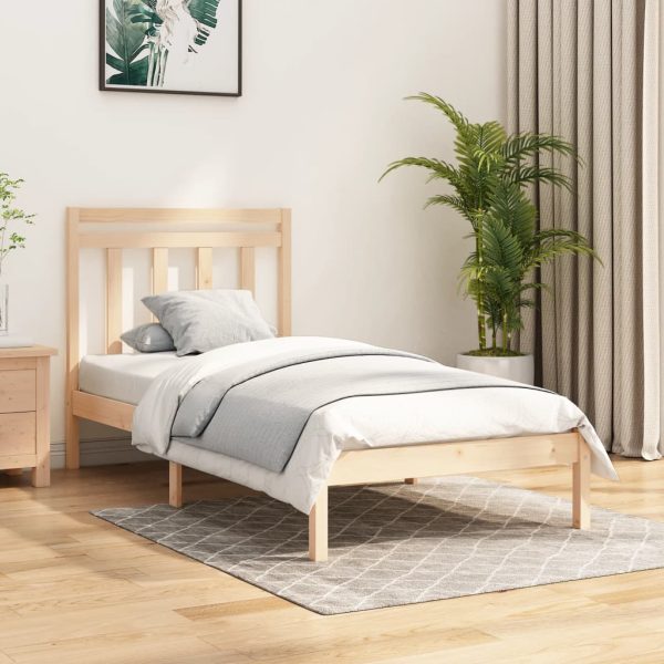 Cadru de pat single, 90×190 cm, lemn masiv