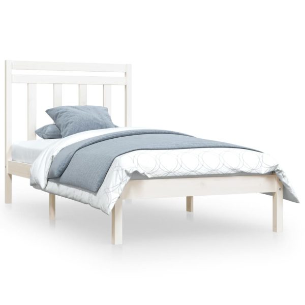 Cadru de pat, alb, 100×200 cm, lemn masiv