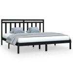 Cadru de pat Super King, negru, 180×200 cm, lemn masiv