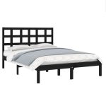 Cadru de pat Super King, negru, 180×200 cm, lemn masiv