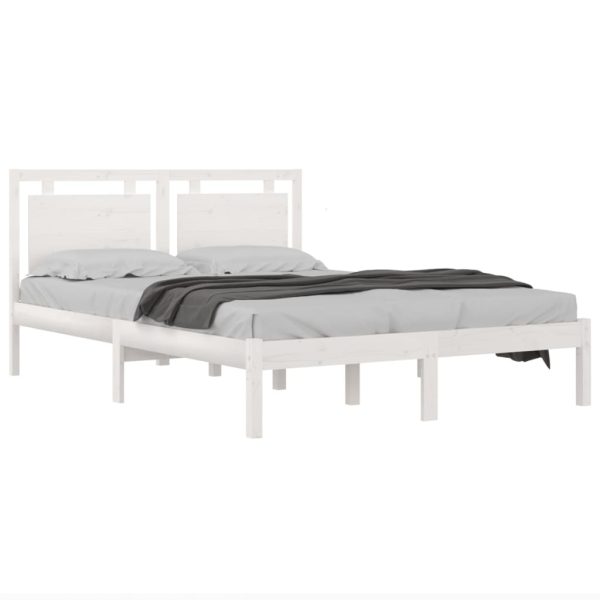 Cadru de pat Super King, alb, 180×200 cm, lemn masiv