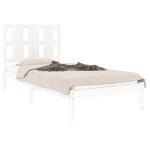 Cadru de pat single, alb, 90×190 cm, lemn masiv