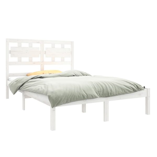 Cadru de pat mic dublu, alb, 120×190 cm, lemn masiv