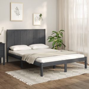 Cadru de pat, gri, 120×200 cm, lemn masiv de pin