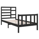 Cadru de pat single, negru, 90×190 cm, lemn masiv