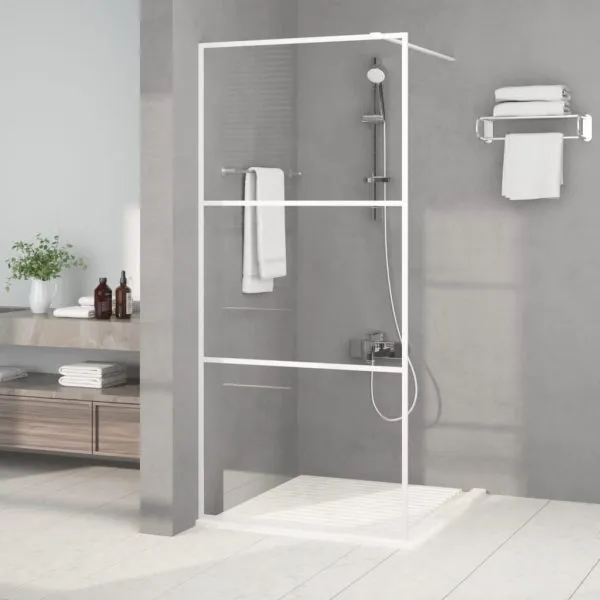 Paravan duș walk-in, alb, 90×195 cm, sticlă ESG transparentă