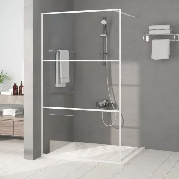 Paravan duș walk-in, alb, 115×195 cm, sticlă ESG transparentă