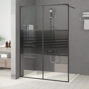 Paravan duș walk-in negru 140×195 cm sticlă ESG transparentă