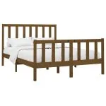 Cadru de pat King Size, maro miere, 150×200 cm, lemn masiv pin
