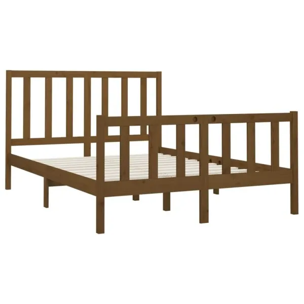 Cadru de pat King Size, maro miere, 150×200 cm, lemn masiv pin
