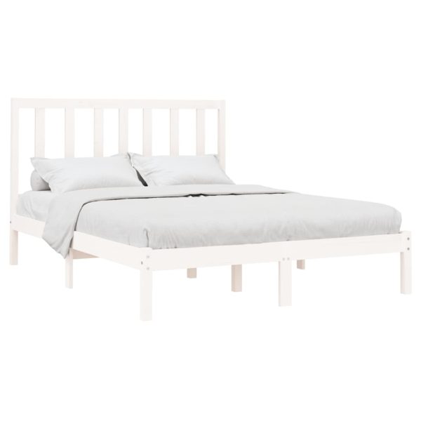 Cadru de pat, alb, 120×200 cm, lemn masiv