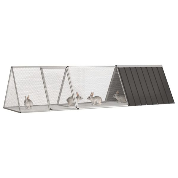 Cușcă pentru iepuri antracit 302,5×80,5×71 cm oțel galvanizat
