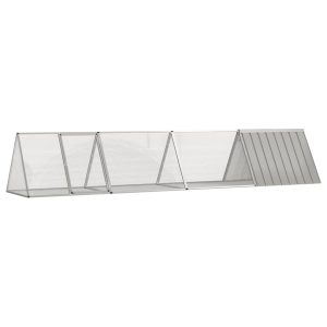 Cușcă pentru iepuri, gri, 403,5×80,5×71 cm, oțel galvanizat