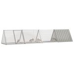 Cușcă pentru iepuri, gri, 403,5×80,5×71 cm, oțel galvanizat