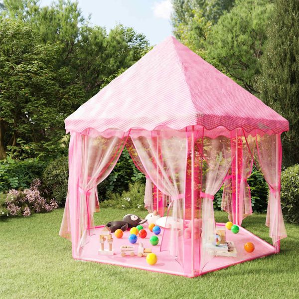 Cort de joacă Princess cu 250 de bile, roz, 133×140 cm