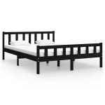 Cadru de pat King Size, negru, 150×200 cm, lemn masiv