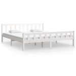 Cadru de pat Super King, alb, 180×200 cm, lemn masiv
