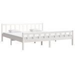 Cadru de pat Super King, alb, 180×200 cm, lemn masiv