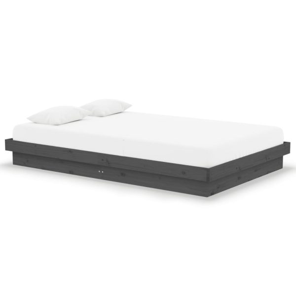 Cadru de pat mic dublu, gri, 120×190 cm, lemn masiv