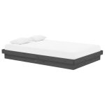 Cadru de pat mic dublu, gri, 120×190 cm, lemn masiv