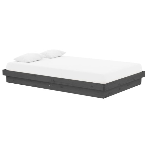 Cadru de pat mic dublu, gri, 120×190 cm, lemn masiv