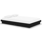 Cadru de pat mic dublu, negru, 120×190 cm, lemn masiv