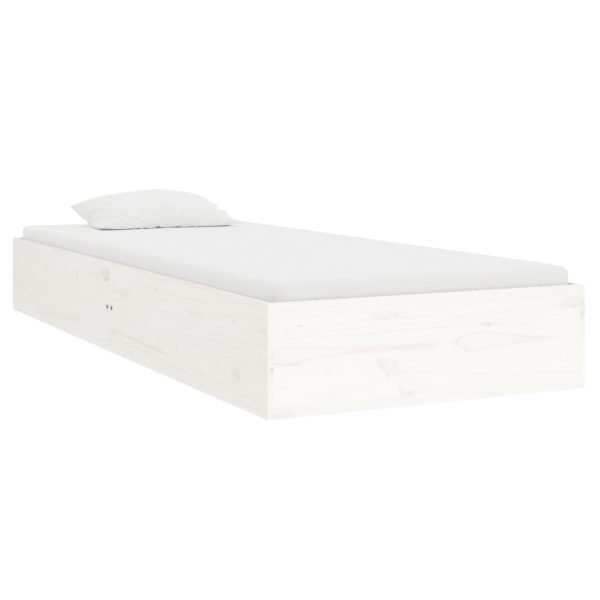 Cadru de pat single, alb, 90×190 cm, lemn masiv