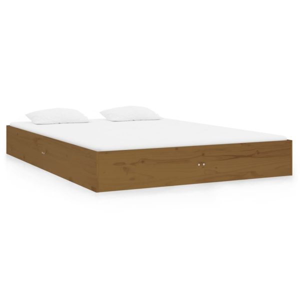 Cadru de pat mic dublu, maro miere, 120×190 cm, lemn masiv