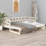 Pat extensibil de zi, 2x(90×200) cm, lemn masiv de pin