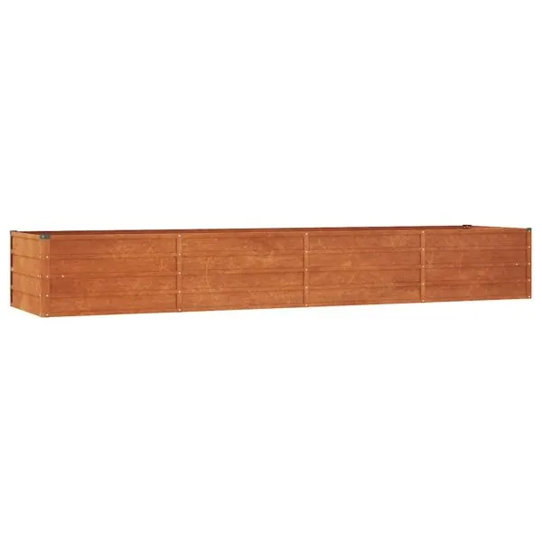 Strat înălțat de grădină, ruginiu, 320x80x45 cm, oțel corten